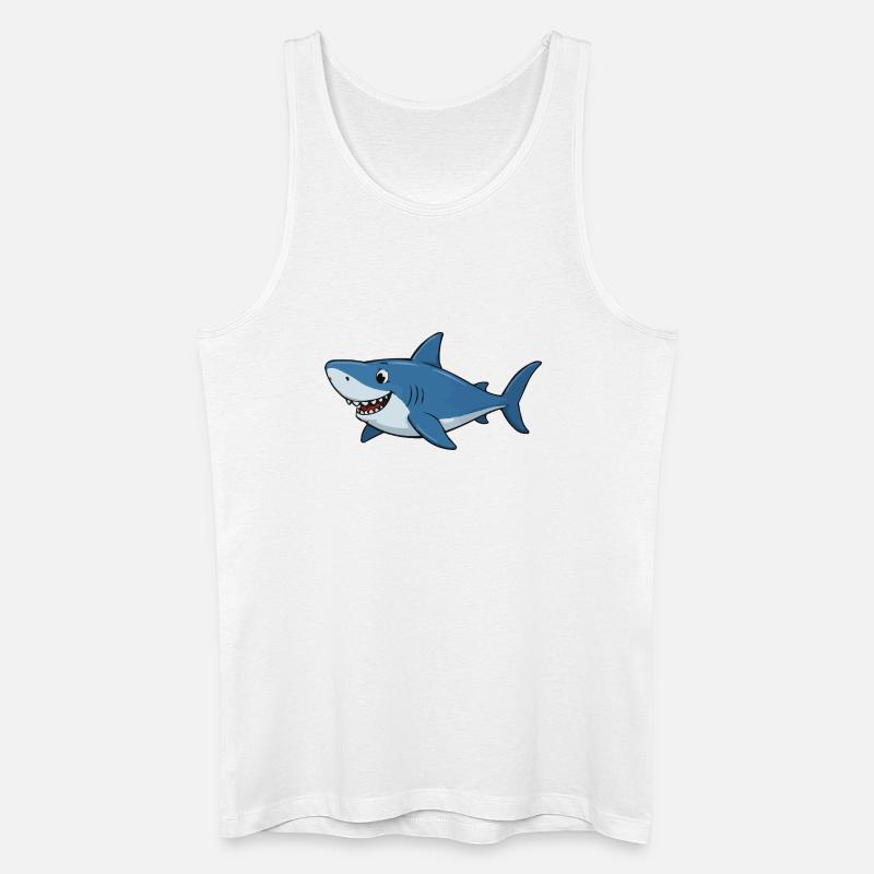 Blauer Cartoonhai Abenteuer - Männer Bio Tank Top - Weiß