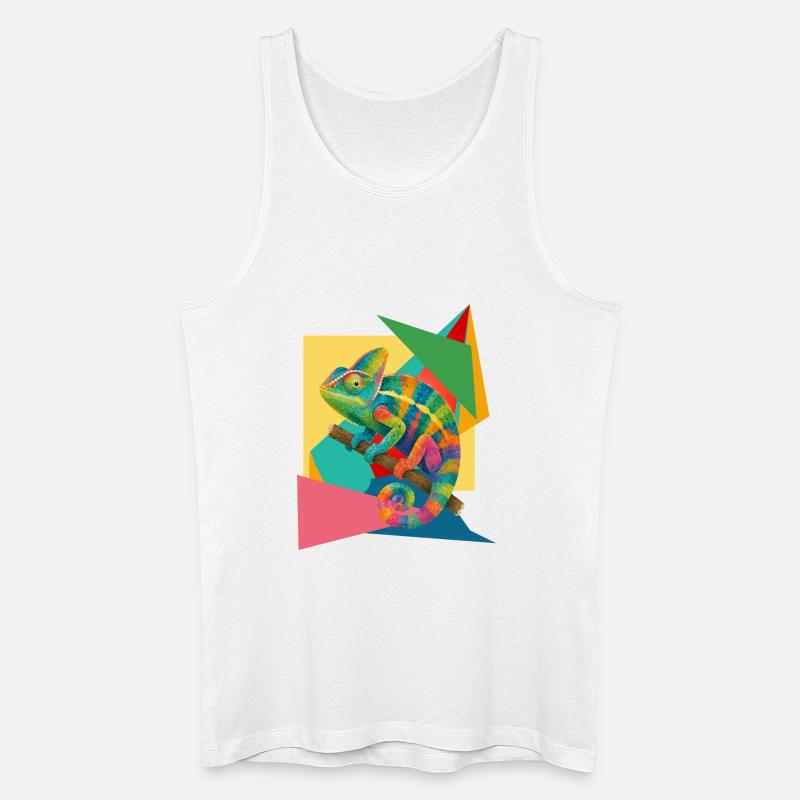 Buntes Chamäleon Geometrie Kunst  - Männer Bio Tank Top - Weiß
