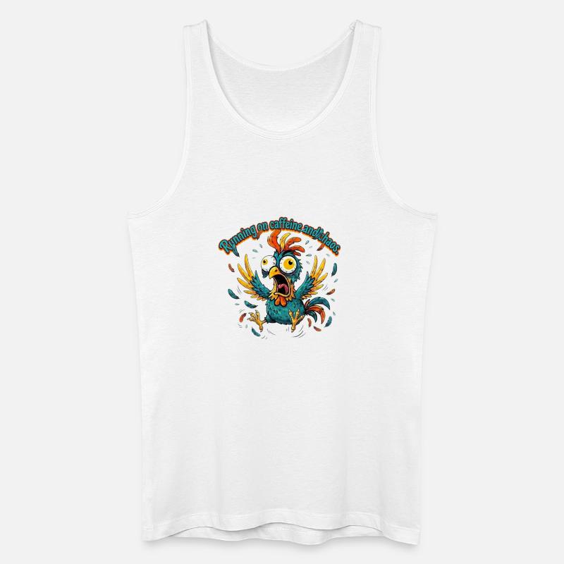 Kaffee und Chaos Hahn-Design - Männer Bio Tank Top - Weiß