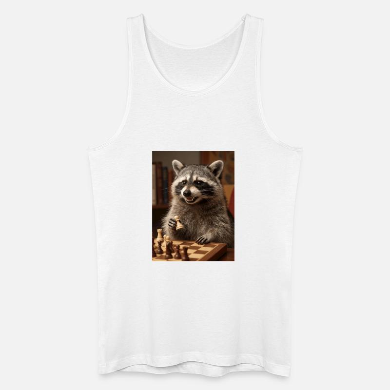 Waschbär spielt Schach - Männer Bio Tank Top - Weiß