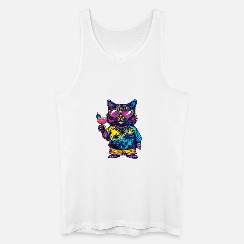 Katze Comic Sommer - Männer Bio Tank Top - Weiß