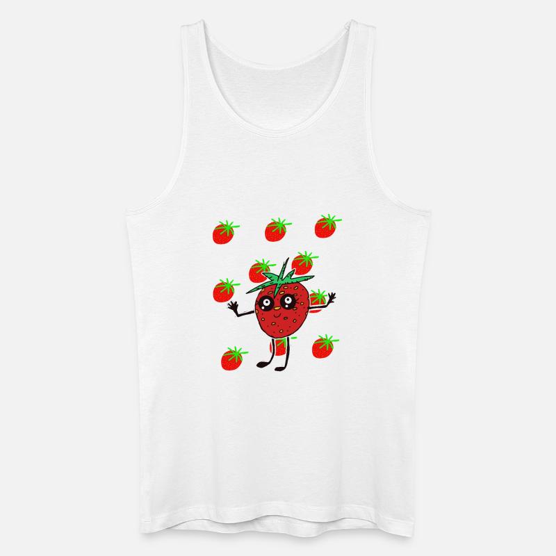 Lustige Erdbeere Erdbeeren Kinder  - Männer Bio Tank Top - Weiß