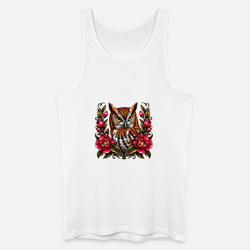 WaldEule im Blütenkranz - Männer Bio Tank Top - Weiß