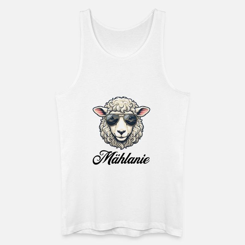 Mählanie Schaf mit Sonnenbrille - Männer Bio Tank Top - Weiß