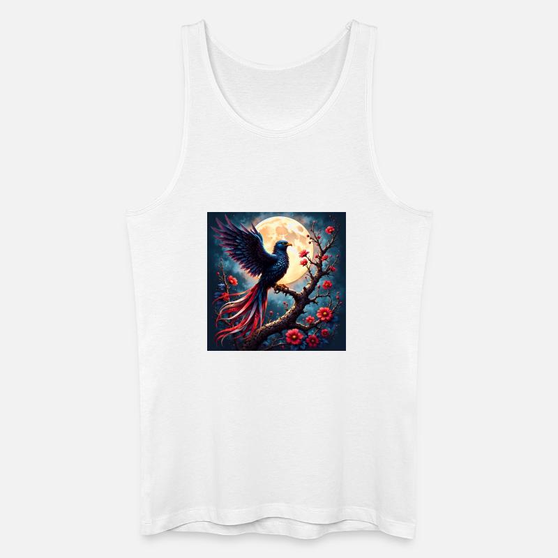 Blauer Phönix unter Vollmond - Männer Bio Tank Top - Weiß