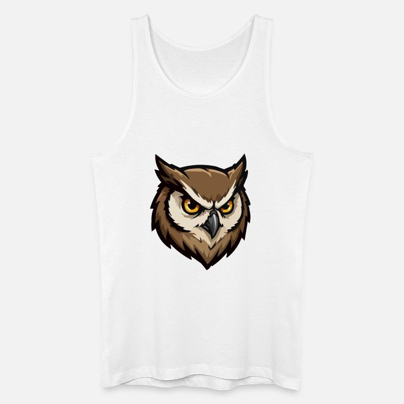 Wachender Eulenkopf Pixel-Stil - Männer Bio Tank Top - Weiß