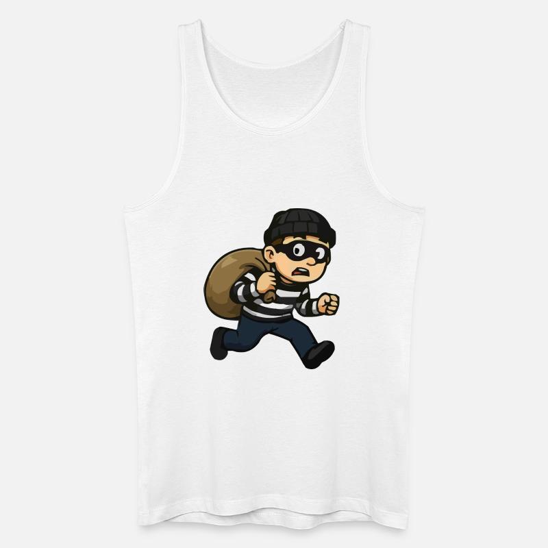 Cartoon-Dieb mit Maske und Beutel - Männer Bio Tank Top - Weiß