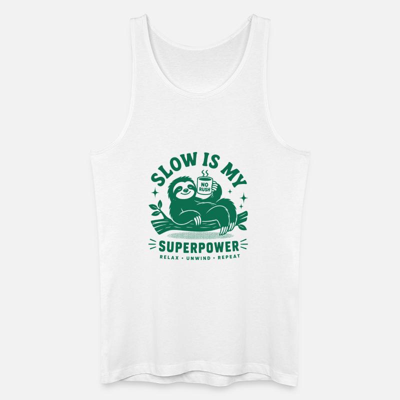 Slow Is My Superpower Sloth - Männer Bio Tank Top - Weiß