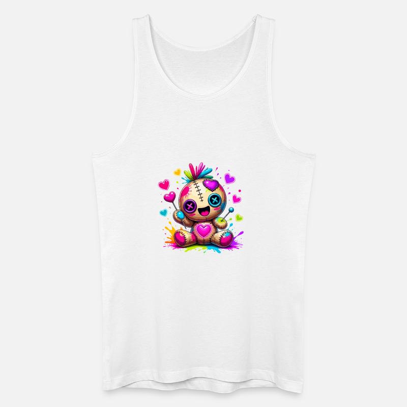Patchwork-Kuscheltier mit Neonherzen - Männer Bio Tank Top - Weiß