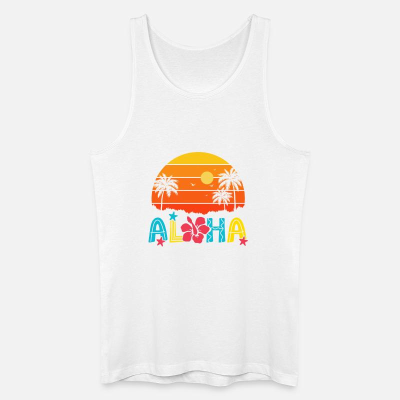 Aloha Sunset Palm Hibiscus - Débardeur bio Homme - blanc