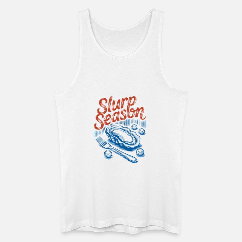 Schlürfsaison – Retro-Austern-Meeresfrüchte - Männer Bio Tank Top - Weiß