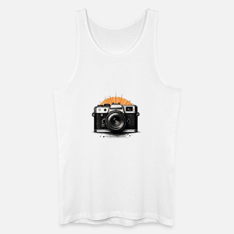 Caméra rétro Sunburst - Débardeur bio Homme - blanc