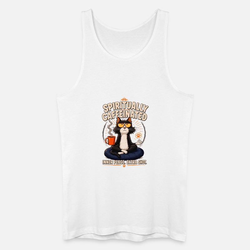 Spirited Cat Kaffeemeditation - Männer Bio Tank Top - Weiß