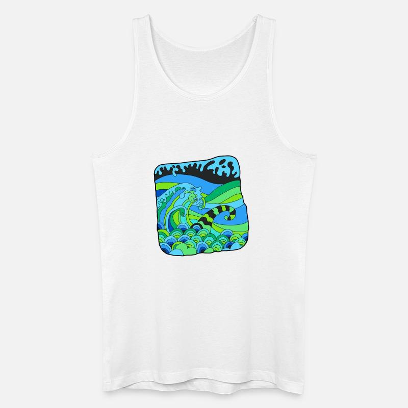 Green Deco Waves - Männer Bio Tank Top - Weiß