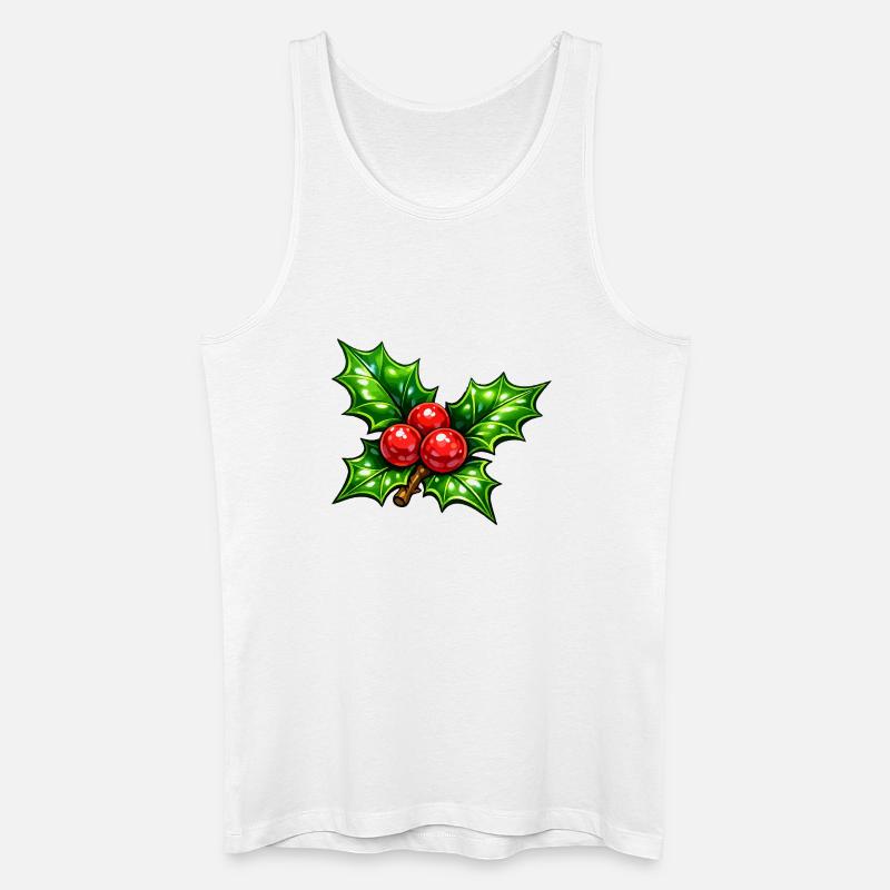 Stechpalme mit Beeren - Männer Bio Tank Top - Weiß