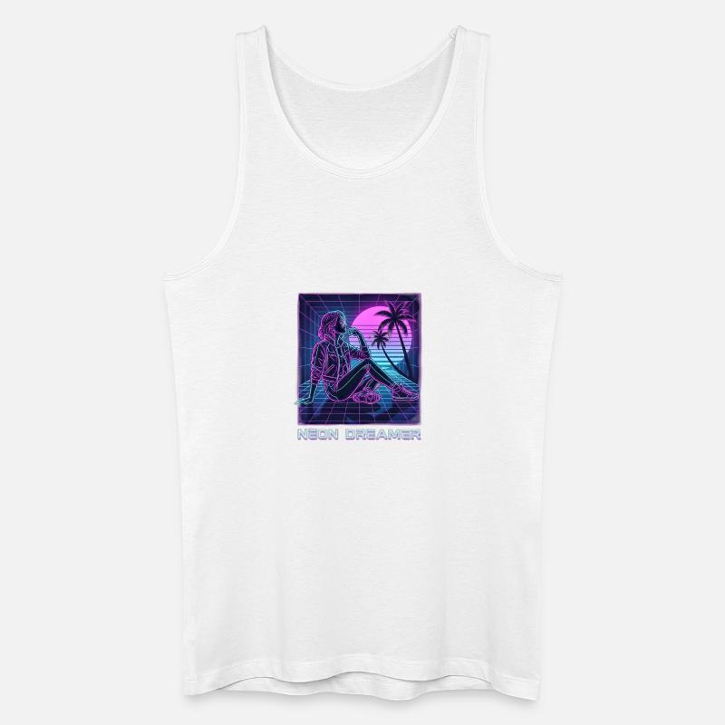 Neon-Träumer auf dem Raster - Männer Bio Tank Top - Weiß