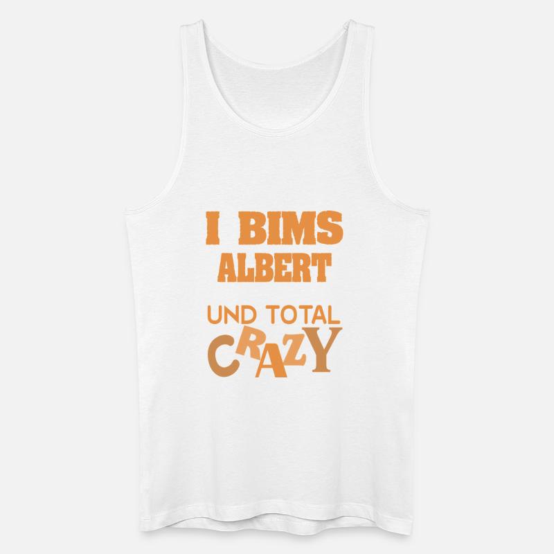 Albert als Crazy - Männer Bio Tank Top - Weiß