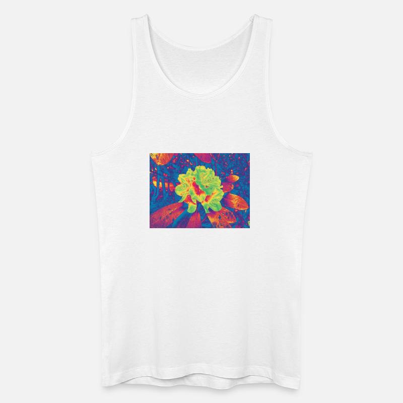 Neon Bloom Psychedelische Blume - Männer Bio Tank Top - Weiß