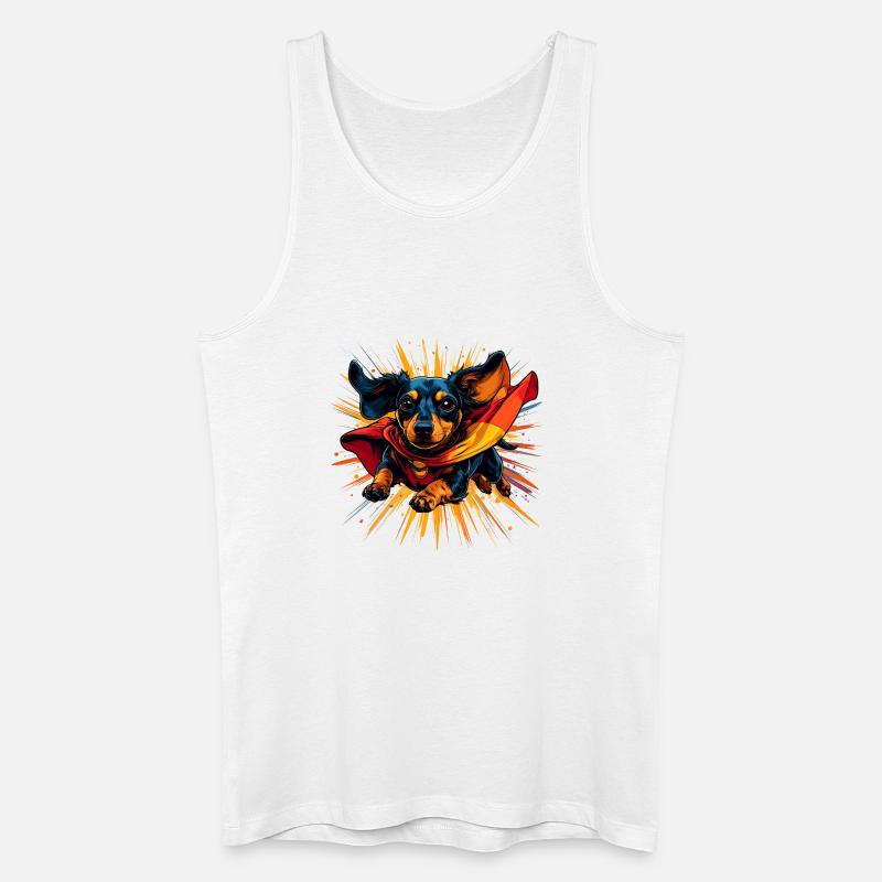Superhelden-Dackel Cape - Männer Bio Tank Top - Weiß