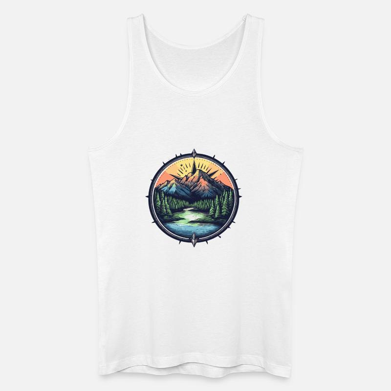 Berge Kompass - Männer Bio Tank Top - Weiß