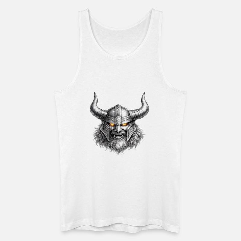 Wikinger-Kriegerhelm-Emblem - Männer Bio Tank Top - Weiß