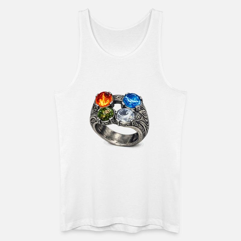 Vier-Elemente-Ring mit Edelsteinen - Männer Bio Tank Top - Weiß