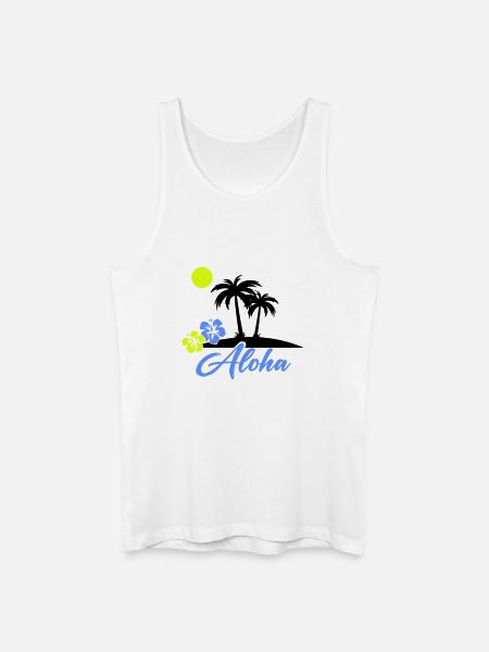 Aloha Hibiscus Neon Script - Men’s Organic Tank Top - white