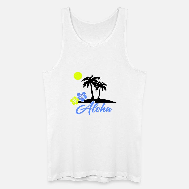 Aloha Hibiskus Neon Script - Männer Bio Tank Top - Weiß