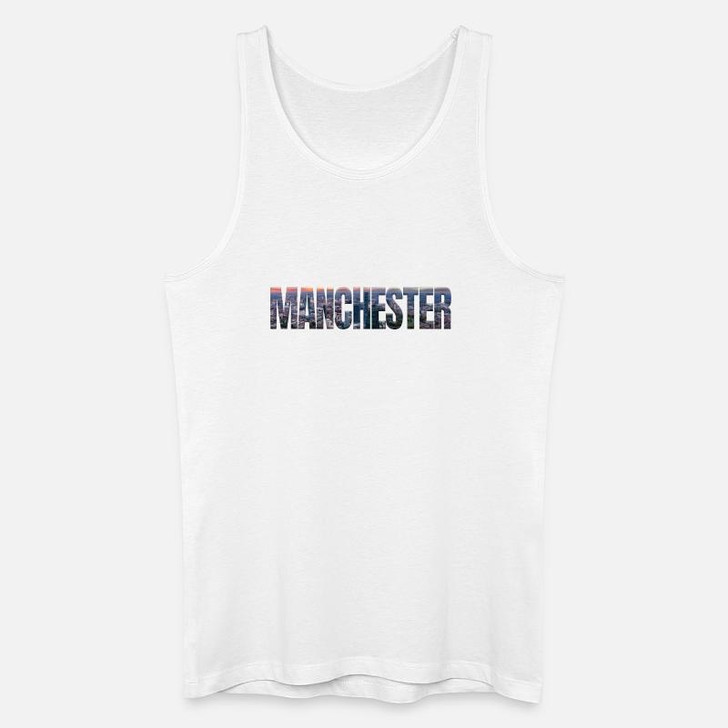 Manchester Skyline in Textfassade - Männer Bio Tank Top - Weiß