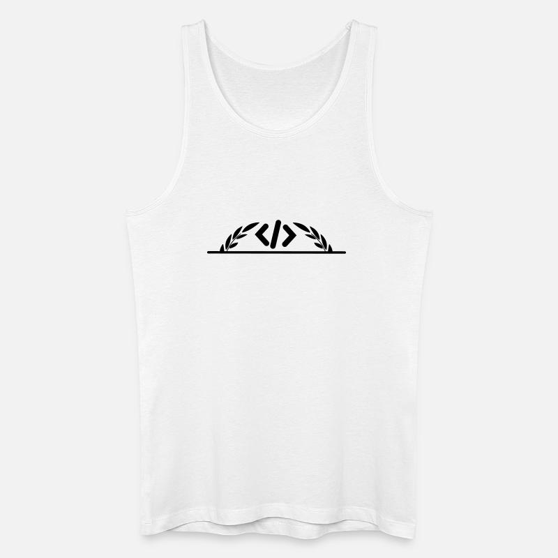 Code logo in half laurel wreath - Men’s Organic Tank Top - white