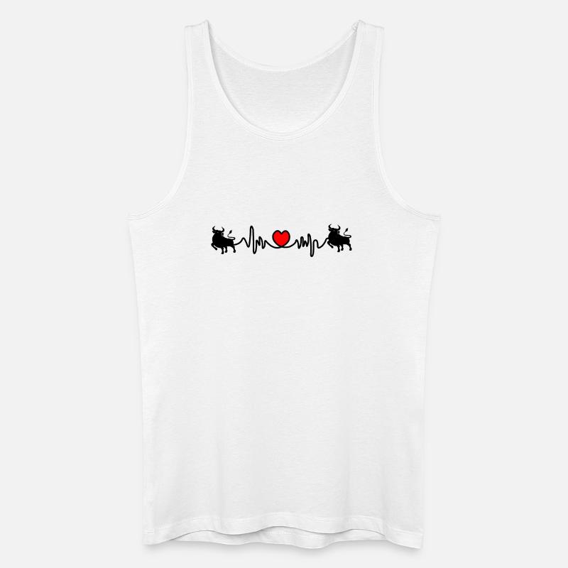 Herzfrequenz Cardio Stier Bulle - Männer Bio Tank Top - Weiß