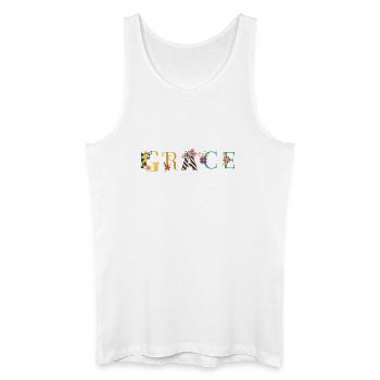 GRACE Namenskunst mit gestickten Blumen - Männer Bio Tank Top - Weiß - Vorne