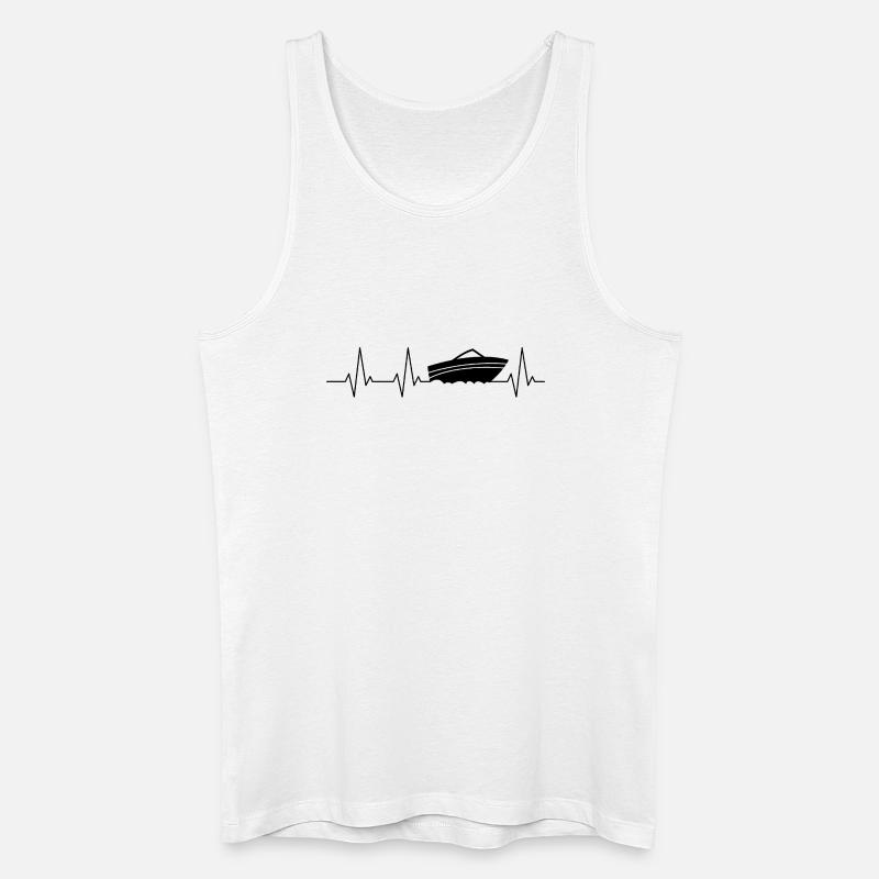 Herzschlag Motorboot Boot - Männer Bio Tank Top - Weiß
