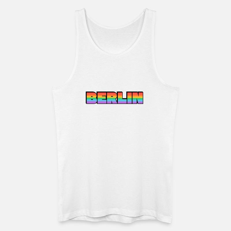 Berlin Rainbow Gradient Text LGBT - Men’s Organic Tank Top - white