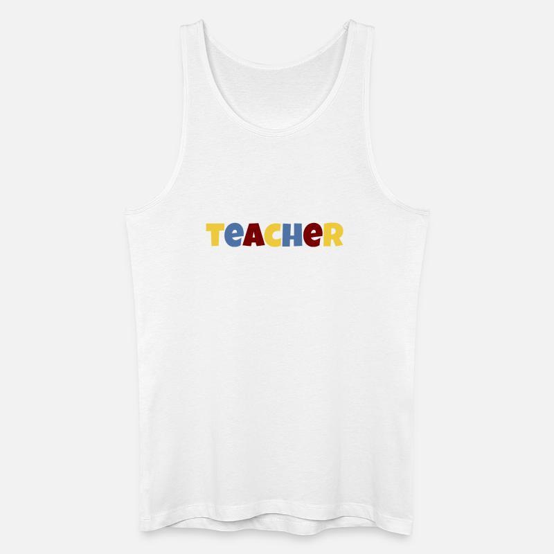 Lehrer bunter Text - Männer Bio Tank Top - Weiß