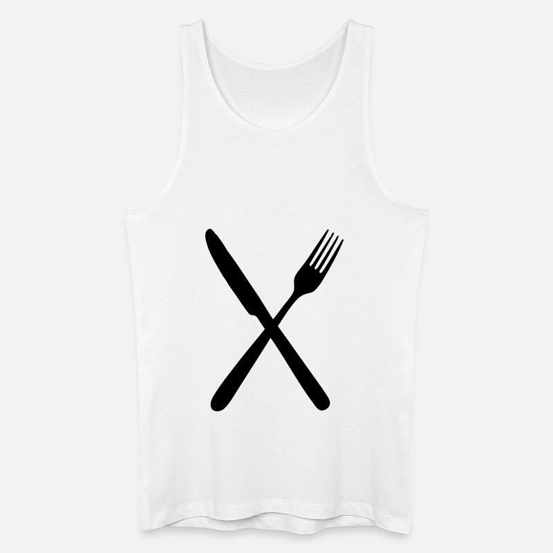 Messer und Gabel - Männer Bio Tank Top - Weiß