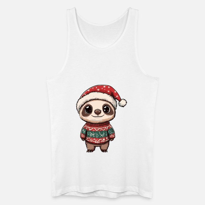 Faultier Weihnachten Comic - Männer Bio Tank Top - Weiß