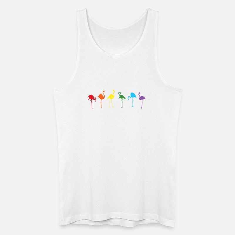 Bunte Flamingo-Silhouetten im Regenbogenfarben - Männer Bio Tank Top - Weiß