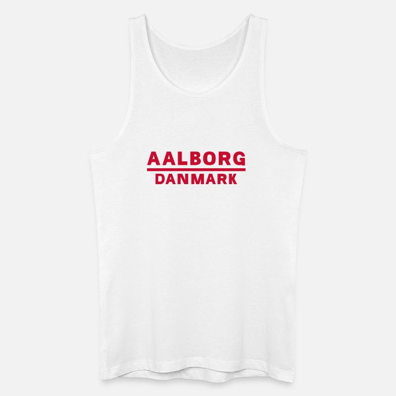 Aalborg Dänemark Rotes Textdesign - Männer Bio Tank Top - Weiß