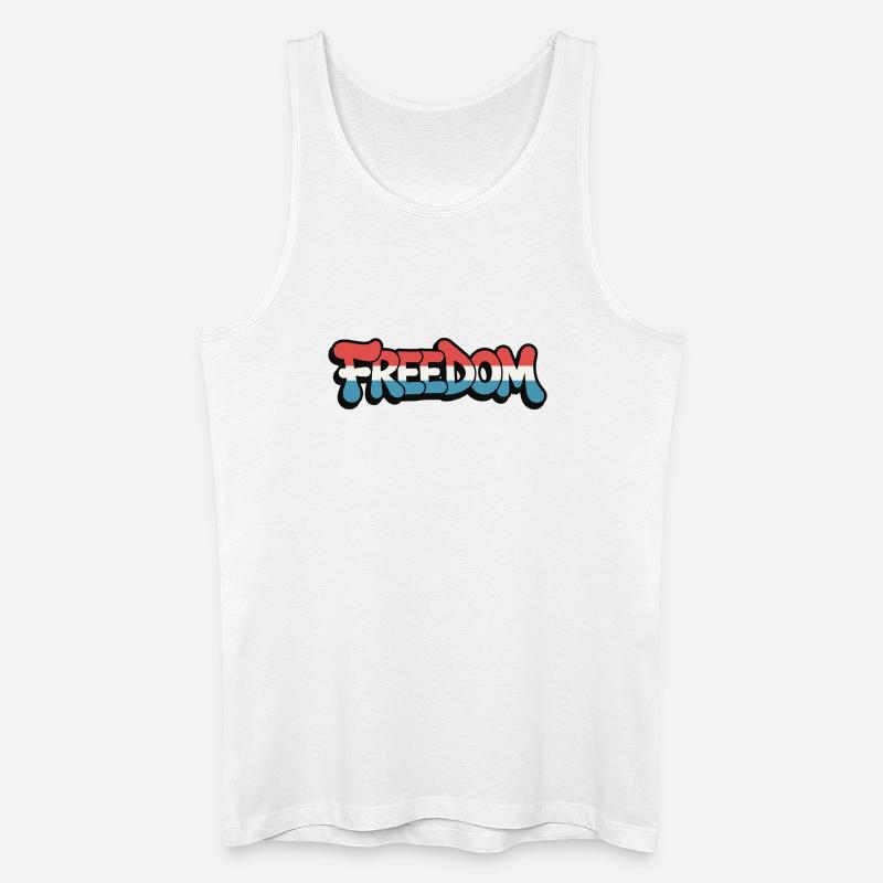 Freedom Typografie Statement Design - Männer Bio Tank Top - Weiß
