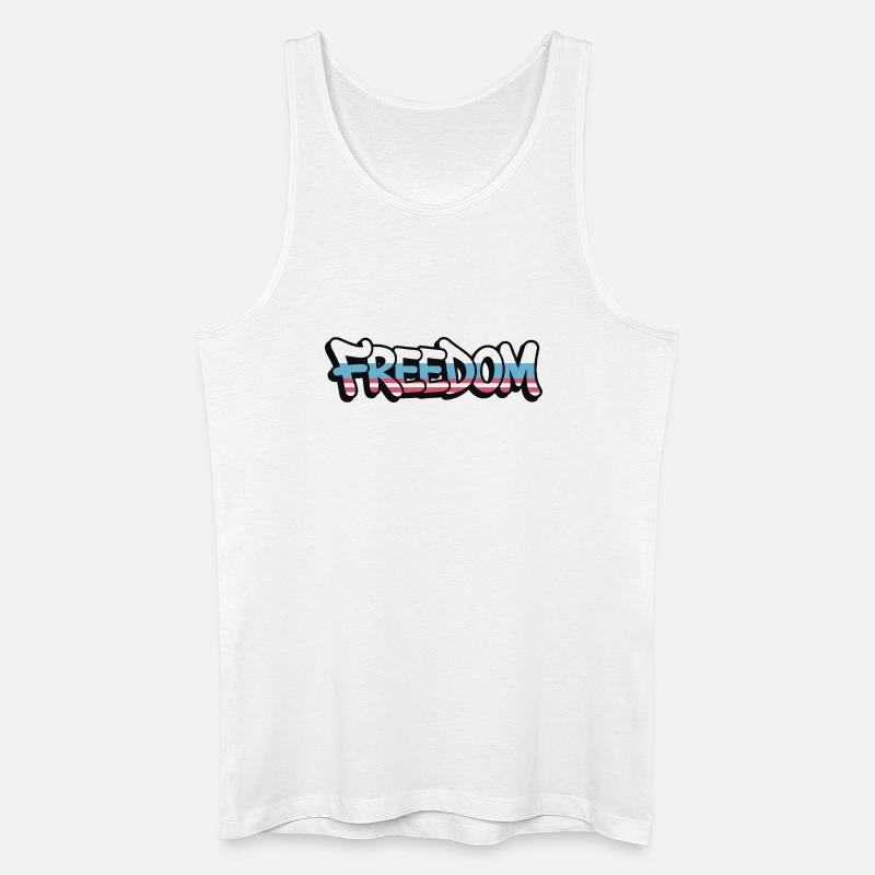 Freedom Typografie Statement Design - Männer Bio Tank Top - Weiß