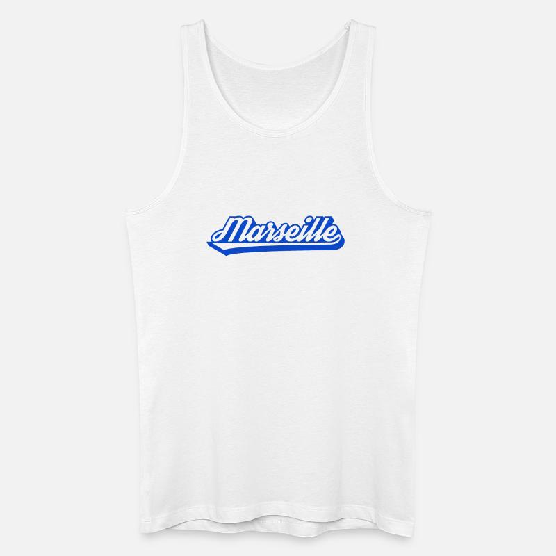 Marseille Retro Blau Script - Männer Bio Tank Top - Weiß
