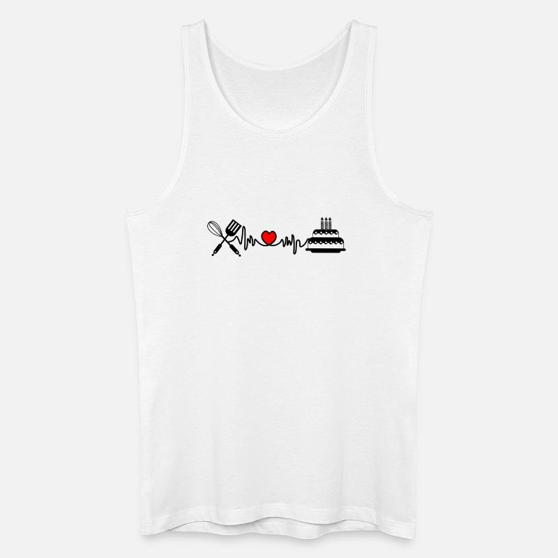 Cardio Herzfrequenz Küche 3 - Männer Bio Tank Top - Weiß