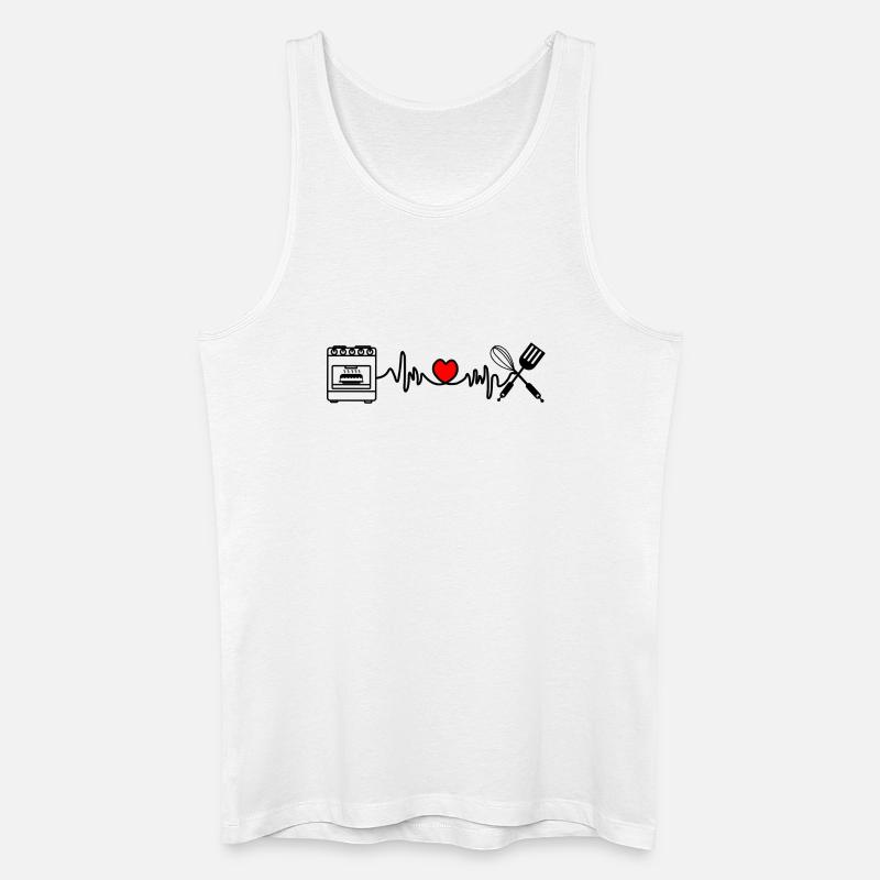 Cardio Herzfrequenz Küche 4 - Männer Bio Tank Top - Weiß