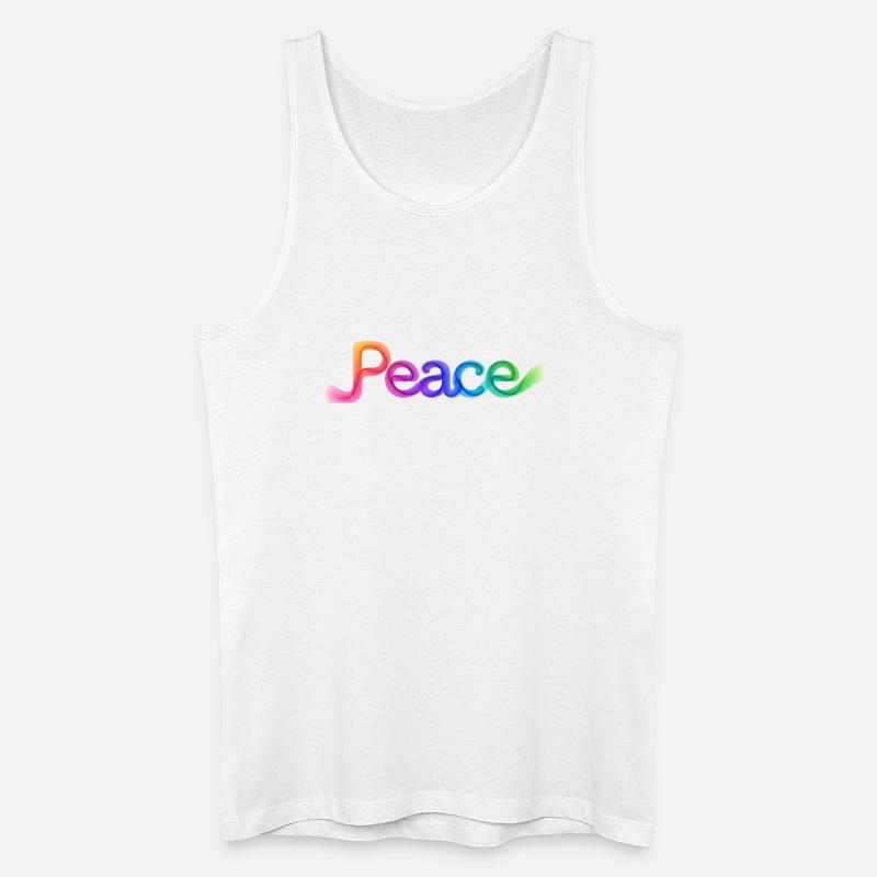 Farbige Peace-Schrift im Pfeildesign - Männer Bio Tank Top - Weiß