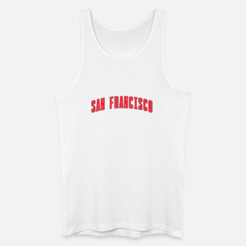 San Francisco Bogen Schriftzug Rot - Männer Bio Tank Top - Weiß