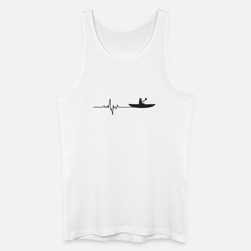 Herzschlag Ruderer – EKG Ruderboot Design - Männer Bio Tank Top - Weiß