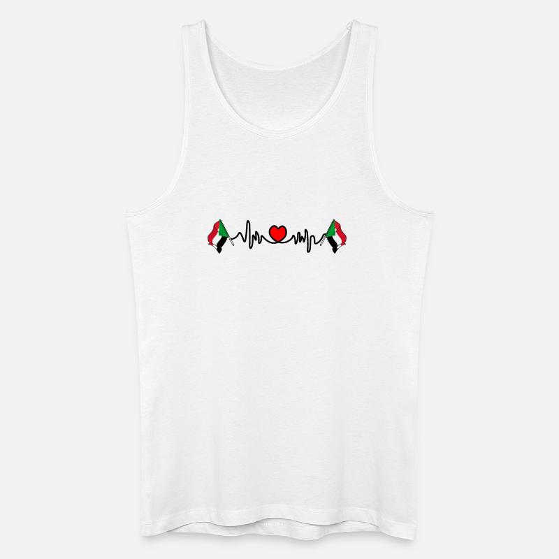 Herzfrequenz Cardio Flagge Sudan - Männer Bio Tank Top - Weiß