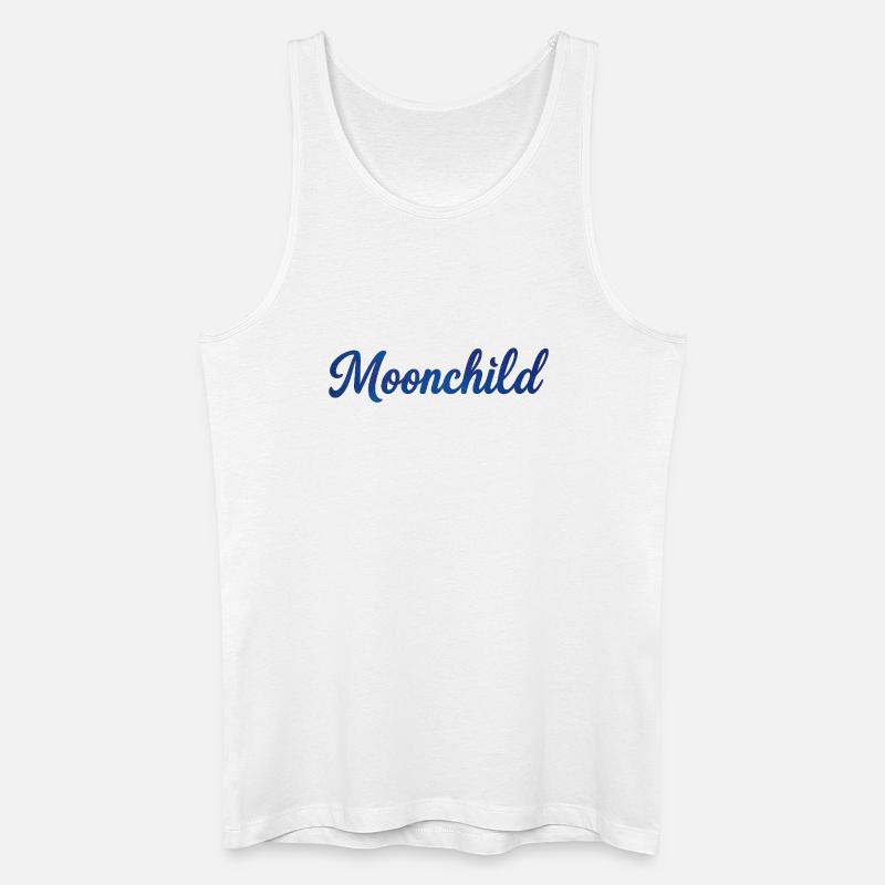 Moonchild Blue Script – Style de nuit - Débardeur bio Homme - blanc