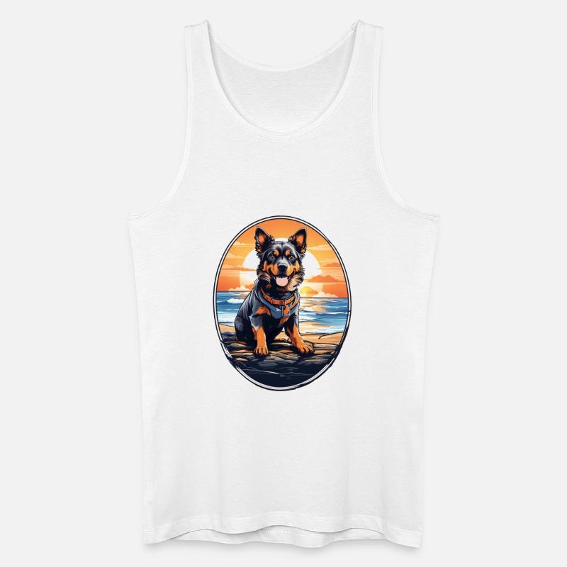 Hund am Strand - Männer Bio Tank Top - Weiß